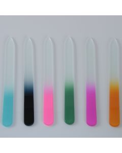 1 - 12 Nagelfeilen Glas mit Etui 6 versch. Farben